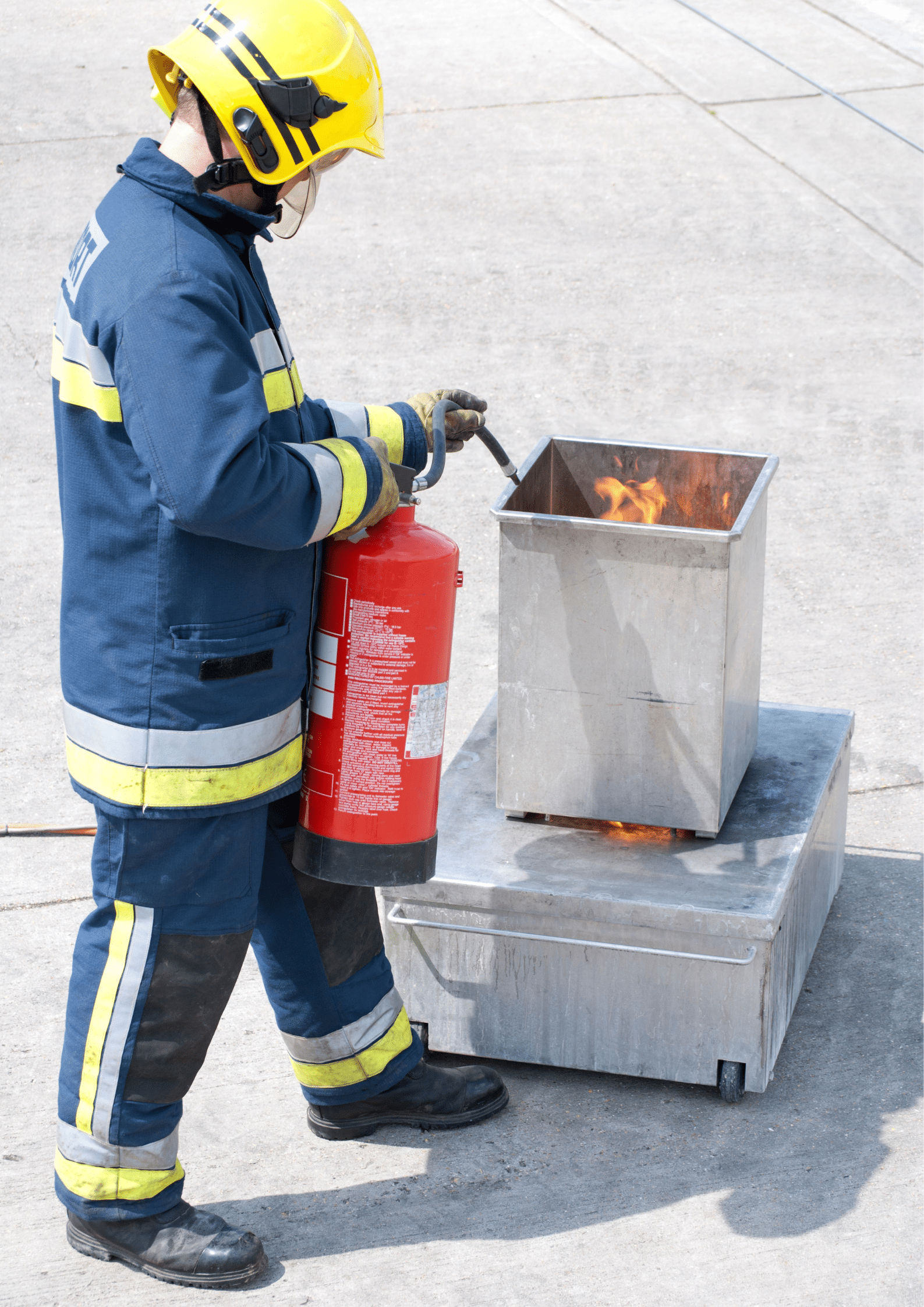 fire extinguisher in use